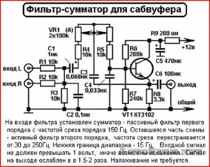 ФНЧ для сабвуфера - автосхеми, схеми для авто, своїми руками (компонентів) ФНЧ для сабвуфера - автосхеми, схеми для авто, своїми руками