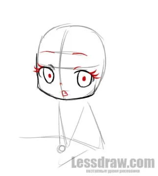 Як намалювати сидить дівчинку Чібі з вушками, lessdraw