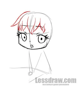 Як намалювати сидить дівчинку Чібі з вушками, lessdraw