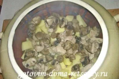 Картопля з грибами і куркою в горщику - з фото (картопля грибами куркою) Картопля з грибами і куркою в горщику - з фото