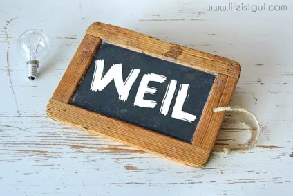 Німецькі союзи weil, da, denn і їх відмінність, пояснення і приклади