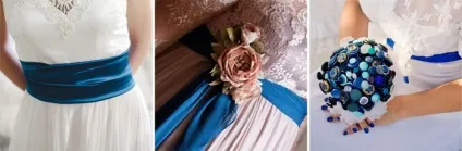 Весільна сукня з синім поясом красиві фасони і моделі з фото
