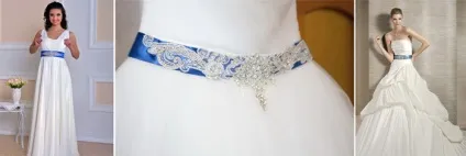 Весільна сукня з синім поясом красиві фасони і моделі з фото
