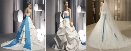 Весільна сукня з синім поясом красиві фасони і моделі з фото