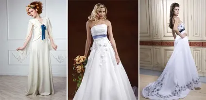 Весільна сукня з синім поясом красиві фасони і моделі з фото