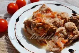 Тушкований кролик з помідорами рецепт (кролик) Тушкований кролик з помідорами рецепт