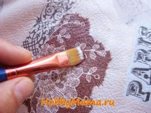 Декупаж сумки лист з парижа (вологі гігієнічні серветки) Декупаж сумки лист з парижа