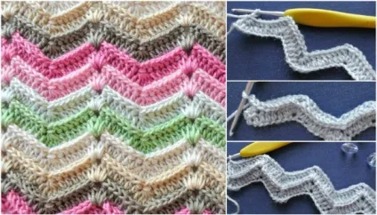 Декоративна подушка гачком візерунком зигзаг - crochet modnoe vyazanie