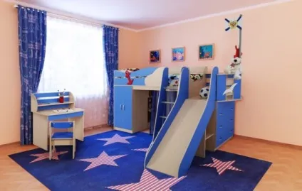 Дитяче ліжко-горище з гіркою і ігровою зоною