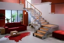 Двухмаршевая сходи з майданчиком на другий поверх, фото розмірів, з металопрофілю, креслення і