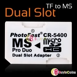 Dual micro sd tf to ms pro duo card adapter 2 slot (adapter) Dual micro sd tf to ms pro duo card adapter 2 slot