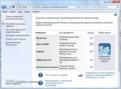 Індекс продуктивності windows 7 - установка, настройка, оптимізація, відновлення (тривимірної) Індекс продуктивності windows 7 - установка, настройка, оптимізація, відновлення