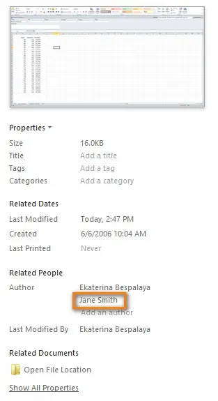 Як в excel 2010 і 2013 переглядати, змінювати і видаляти властивості документа