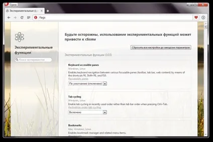 Як включити приховані настройки opera (вкладок) Як включити приховані настройки opera