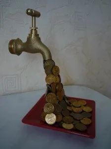 Кран з ллються монетками, сама я
