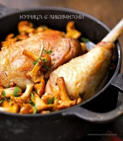 Курка з лисичками - італійська кухня (лисичками) Курка з лисичками - італійська кухня