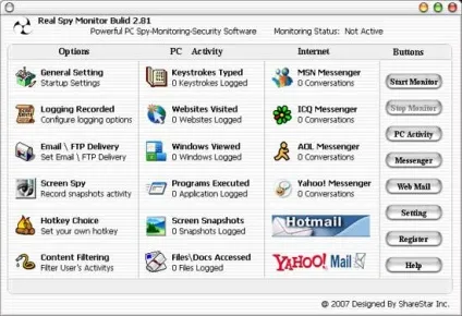 Огляд програми-шпигуна real spy monitor (запуску зупинки монітора) Огляд програми-шпигуна real spy monitor