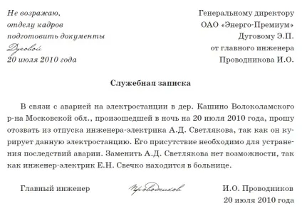 Відкликання працівника з відпустки (відпустки) Відкликання працівника з відпустки