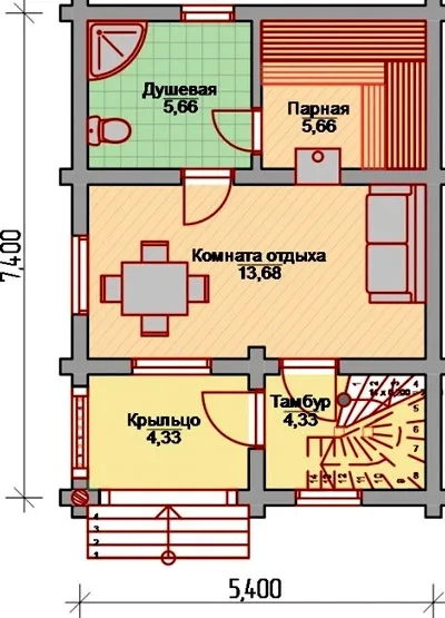 Планування лазні 4х6, 3х4, 4х5, 5х5, 3х6, 3х5 і інших розмірів всередині приміщення (Проект планування лазні) Планування лазні 4х6, 3х4, 4х5, 5х5, 3х6, 3х5 і інших розмірів всередині приміщення