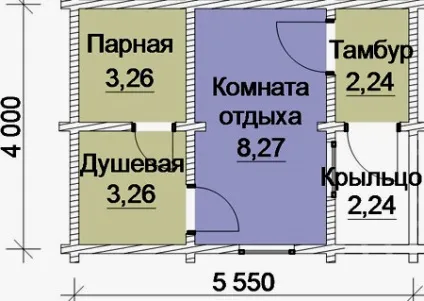 Планування лазні 4х6, 3х4, 4х5, 5х5, 3х6, 3х5 і інших розмірів всередині приміщення (проект планування лазні тамбуром більярдної) Планування лазні 4х6, 3х4, 4х5, 5х5, 3х6, 3х5 і інших розмірів всередині приміщення