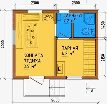 Планування лазні 4х6, 3х4, 4х5, 5х5, 3х6, 3х5 і інших розмірів всередині приміщення (Проект планування лазні) Планування лазні 4х6, 3х4, 4х5, 5х5, 3х6, 3х5 і інших розмірів всередині приміщення