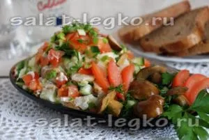 Простий салат з грибами і помідорами (грибами) Простий салат з грибами і помідорами