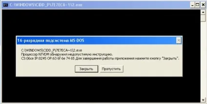 Процесор ntvdm виявив неприпустиму інструкцію (процесор) Процесор ntvdm виявив неприпустиму інструкцію
