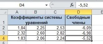 Рішення системи рівнянь в excel методом Крамера та оберненої матриці (система рівнянь) Рішення системи рівнянь в excel методом Крамера та оберненої матриці