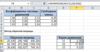 Рішення системи рівнянь в excel методом Крамера та оберненої матриці (рішення задачі) Рішення системи рівнянь в excel методом Крамера та оберненої матриці