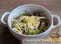 Рецепт пікантний салат з серцем, сиром, огірком на (салат з яєць) Рецепт пікантний салат з серцем, сиром, огірком на
