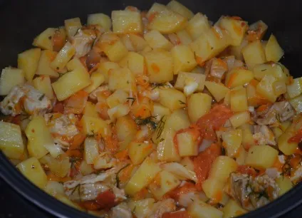 Рецепт картопля з м'ясом і помідорами в мультиварці (картопля м'ясо помідори мультиварка рецепт) Рецепт картопля з м'ясом і помідорами в мультиварці