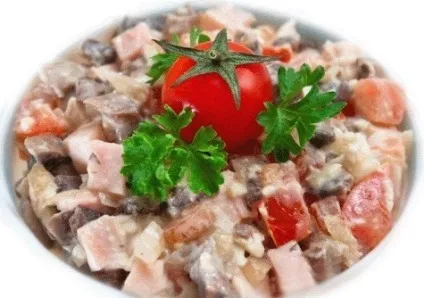 Салат з шинки і сиру, з грибами і помідорами - кулінарні рецепти (шинку) Салат з шинки і сиру, з грибами і помідорами - кулінарні рецепти