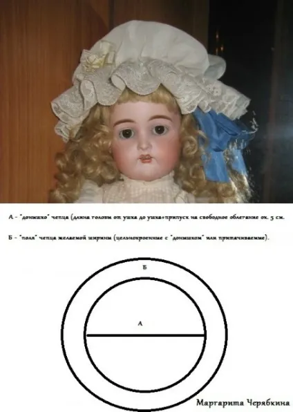Шиємо круглий очіпок для ляльки (одяг для ляльок) Шиємо круглий очіпок для ляльки