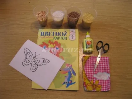 Літня аплікація для дітей з крупи (аріна) Літня аплікація для дітей з крупи