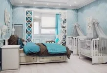 Спальня з дитячим ліжечком в батьківській кімнаті з висувним місцем, дизайн і фото, інтер'єр (батьківської) Спальня з дитячим ліжечком в батьківській кімнаті з висувним місцем, дизайн і фото, інтер'єр