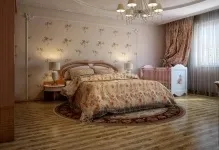 Спальня з дитячим ліжечком в батьківській кімнаті з висувним місцем, дизайн і фото, інтер'єр (кімнаті) Спальня з дитячим ліжечком в батьківській кімнаті з висувним місцем, дизайн і фото, інтер'єр