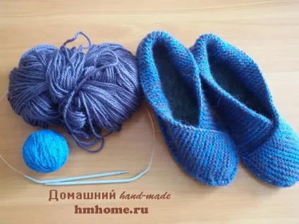 Тапочки на підошві в'язані спицями - домашній hand-made (підошві) Тапочки на підошві в'язані спицями - домашній hand-made
