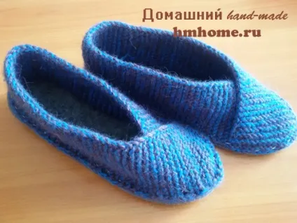 Тапочки на підошві в'язані спицями - домашній hand-made (тапочки) Тапочки на підошві в'язані спицями - домашній hand-made