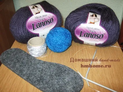 Тапочки на підошві в'язані спицями - домашній hand-made (тапочки) Тапочки на підошві в'язані спицями - домашній hand-made