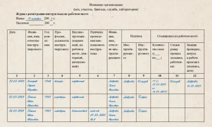 Журнал з техніки безпеки на робочому місці зразок, правила заповнення (техніці) Журнал з техніки безпеки на робочому місці зразок, правила заповнення