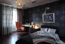Чорна спальня глянцева меблі, колірний дизайн і фото, тони для стін і ліжка, стилі інтер'єру, (спальня) Чорна спальня глянцева меблі, колірний дизайн і фото, тони для стін і ліжка, стилі інтер'єру,