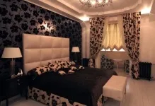Чорна спальня глянцева меблі, колірний дизайн і фото, тони для стін і ліжка, стилі інтер'єру, (чорна спальня) Чорна спальня глянцева меблі, колірний дизайн і фото, тони для стін і ліжка, стилі інтер'єру,