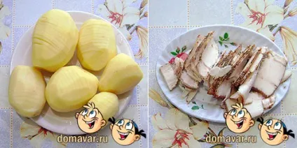 Картопля запечена гармошкою з салом (картопля з начинкою) Картопля запечена гармошкою з салом