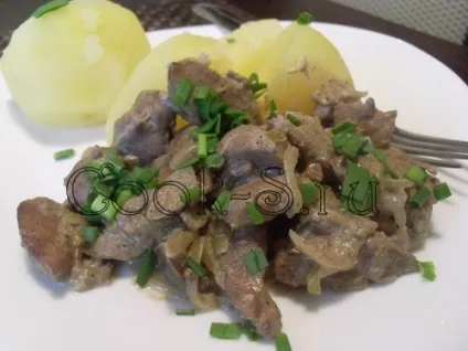 Куряча печінка в сметані з цибулею на сковороді - рецепт з фото (куряча печінка в сметані з цибулею на сковороді рецепт з фото) Куряча печінка в сметані з цибулею на сковороді - рецепт з фото