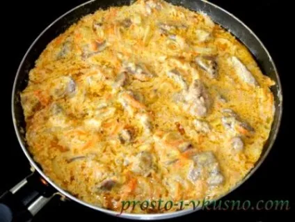 Куряча печінка в сметані на сковороді (куряча) Куряча печінка в сметані на сковороді