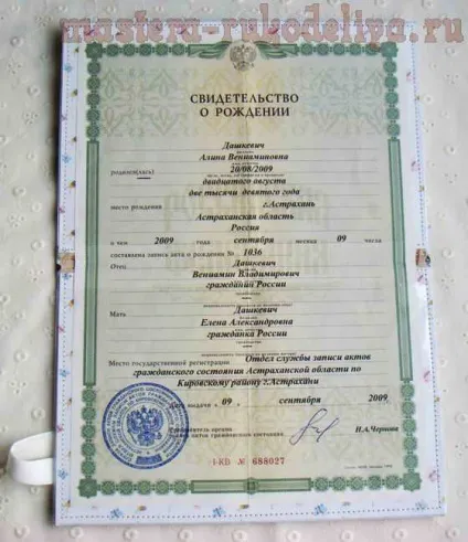 Майстер-клас з скрапбукінгу папка для свідоцтва про народження