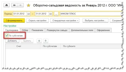 Налаштування оборотно-сальдової відомості в 1с бухгалтерія 8 (як сформувати осв в 1с 8.3) Налаштування оборотно-сальдової відомості в 1с бухгалтерія 8