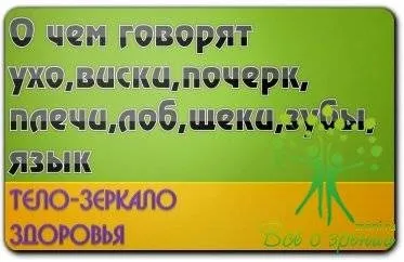 Про що говорять вухо, віскі, почерк, плечі, лоб, щоки, зуби, язик (нирки) Про що говорять вухо, віскі, почерк, плечі, лоб, щоки, зуби, язик