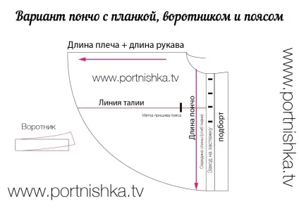 Пальто-пончо форма моделей з капюшоном і з поясом (моделей) Пальто-пончо форма моделей з капюшоном і з поясом