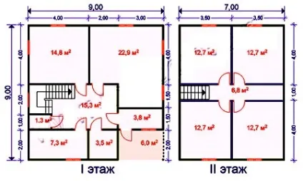 Проекти двоповерхових будинків з бруса 9х9, 6х8, 6х9, 10х10 та інших розмірів (двоповерховий будинок брус) Проекти двоповерхових будинків з бруса 9х9, 6х8, 6х9, 10х10 та інших розмірів